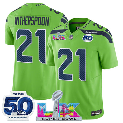 Men's Seattle Seahawks "Super Bowl LX & 50th Patch" Vapor Limited Jersey - All Stitched