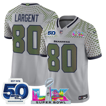 Men's Seattle Seahawks "Super Bowl LX & 50th Patch" Vapor Limited Jersey - All Stitched