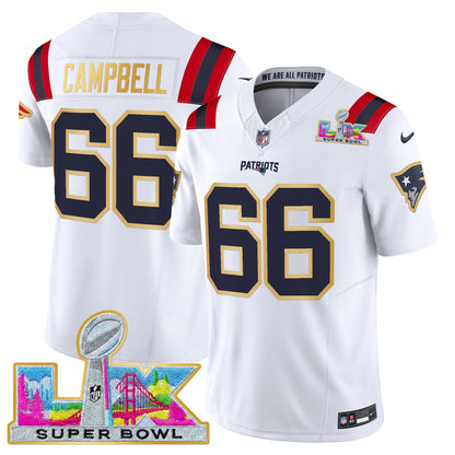 Men's New England Patriots Super Bowl LX Gold Trim Vapor Limited Jersey - All Stitched