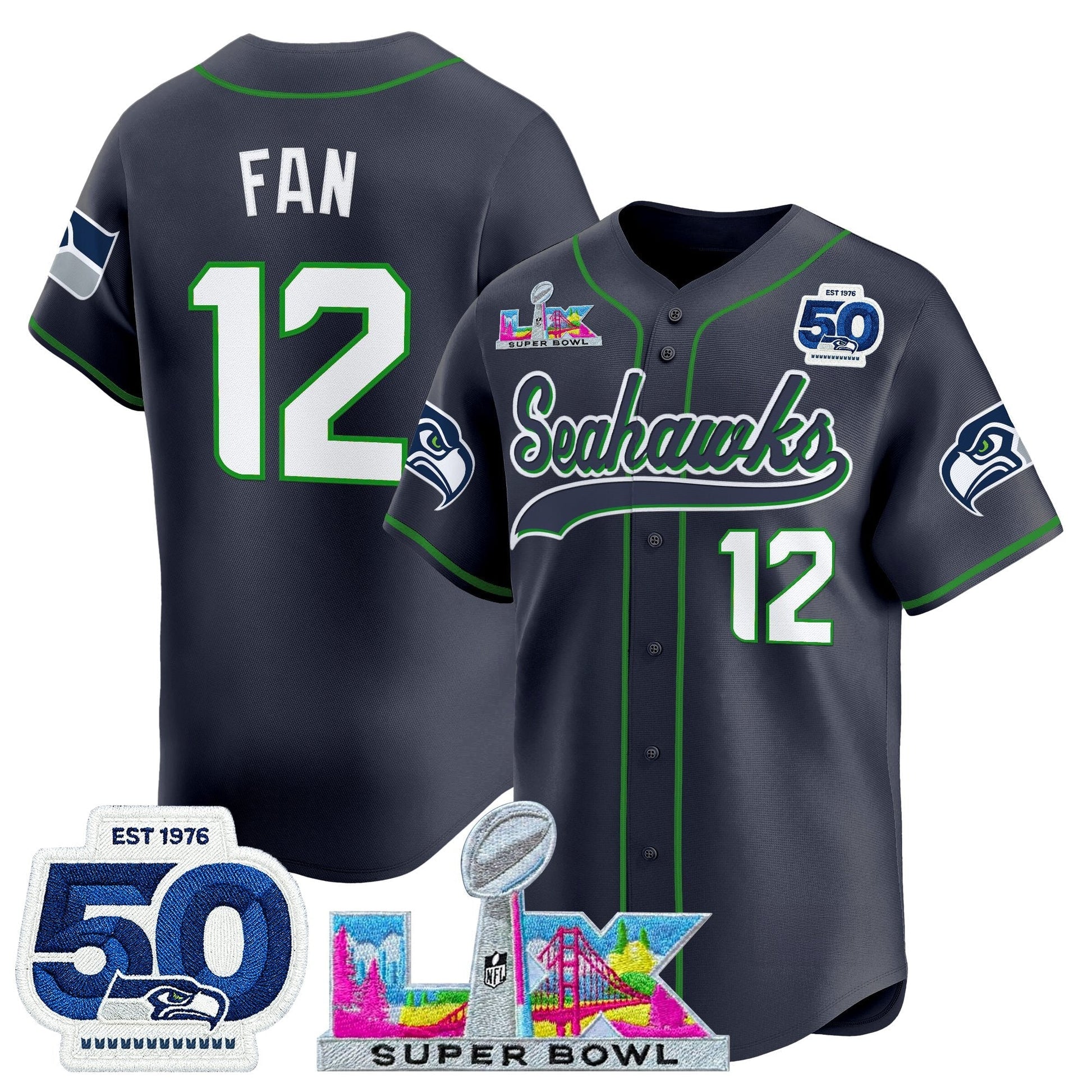Men's Seattle Seahawks Super Bowl LX Vapor Baseball Jersey - All Stitched