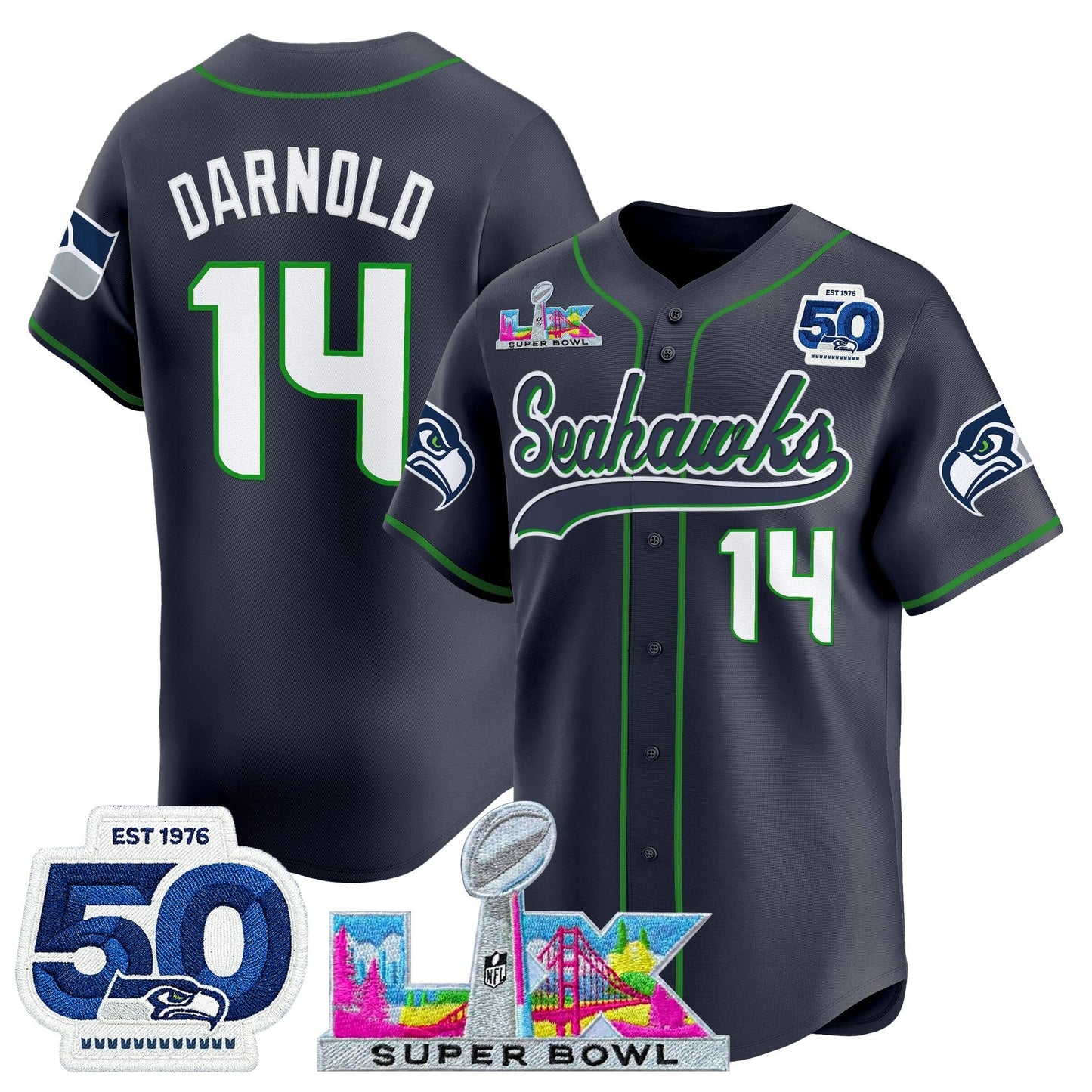 Men's Seattle Seahawks Super Bowl LX Vapor Baseball Jersey - All Stitched