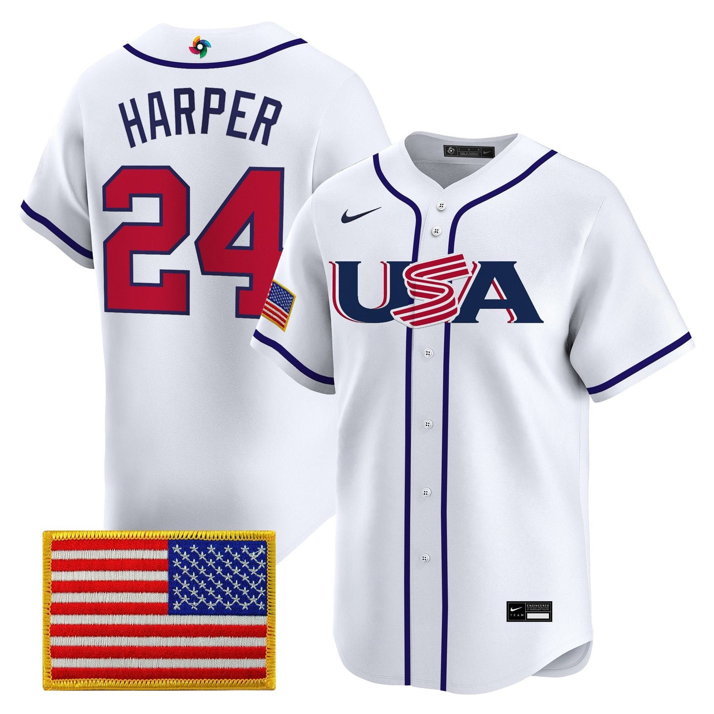 Men's Team USA World Baseball Classic Vapor Premier Jersey - 2026 Roster - All Stitched