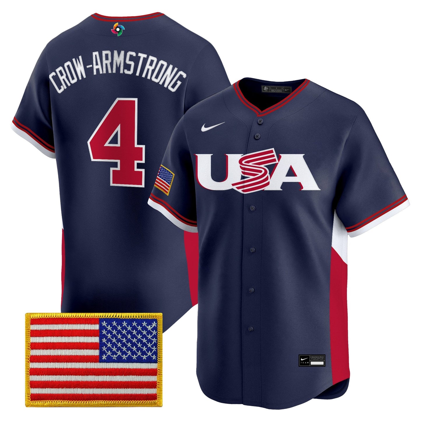 Men's Team USA World Baseball Classic Vapor Premier Jersey - 2026 Roster - All Stitched