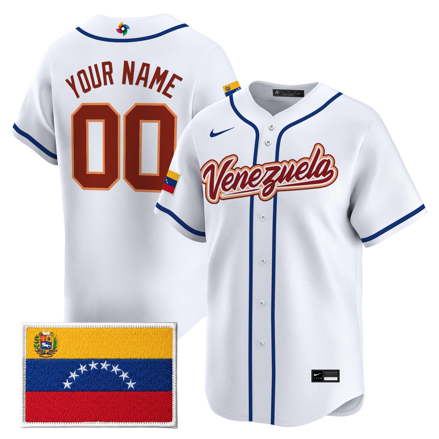 Team Venezuela World Baseball Classic Vapor Premier Custom Jersey - 2026 Roster - All Stitched