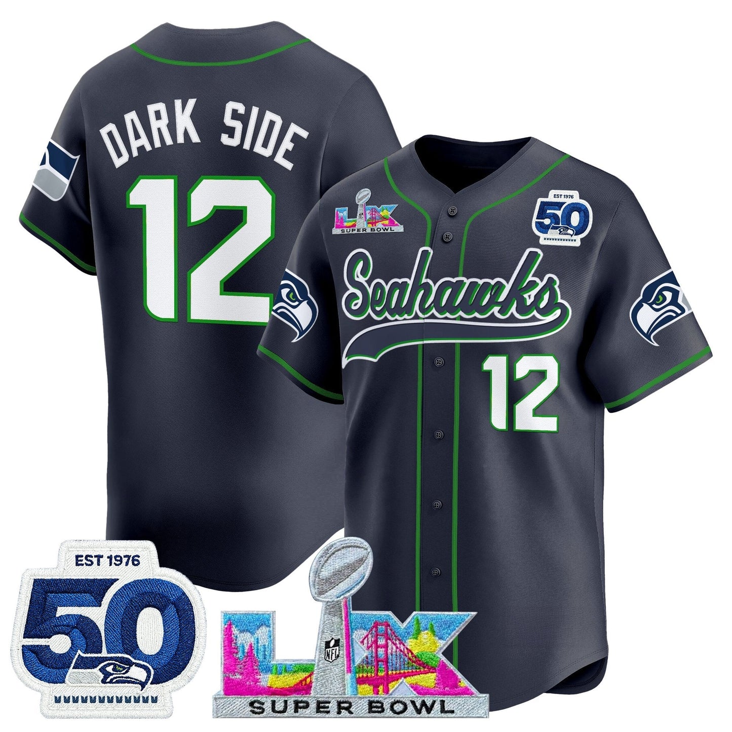 Men's Seattle Seahawks Super Bowl LX Vapor Baseball Jersey - All Stitched