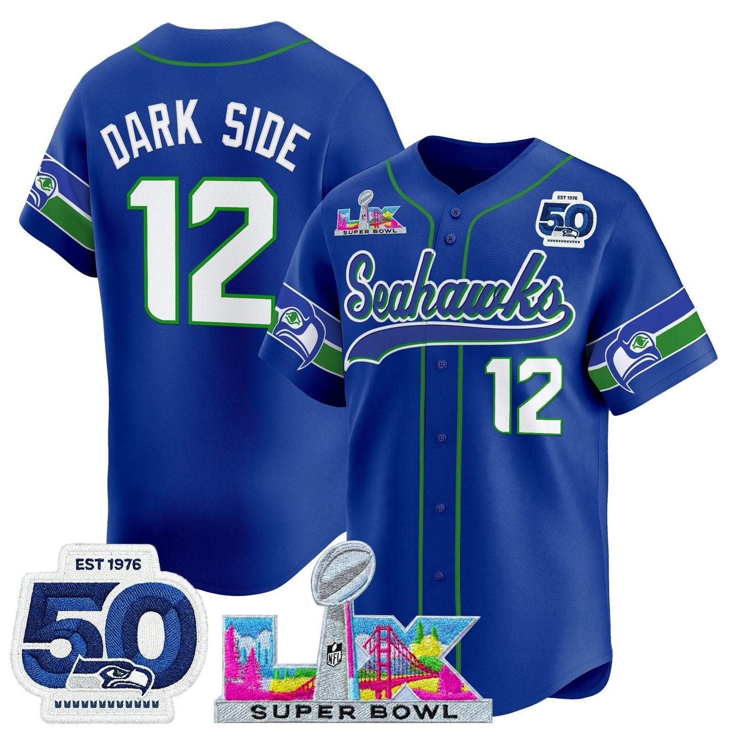 Men's Seattle Seahawks Super Bowl LX Vapor Baseball Jersey - All Stitched