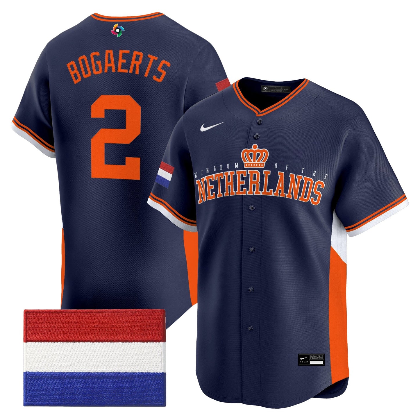 Men's Team Netherlands 2026 World Baseball Classic Vapor Premier Jersey - All Stitched