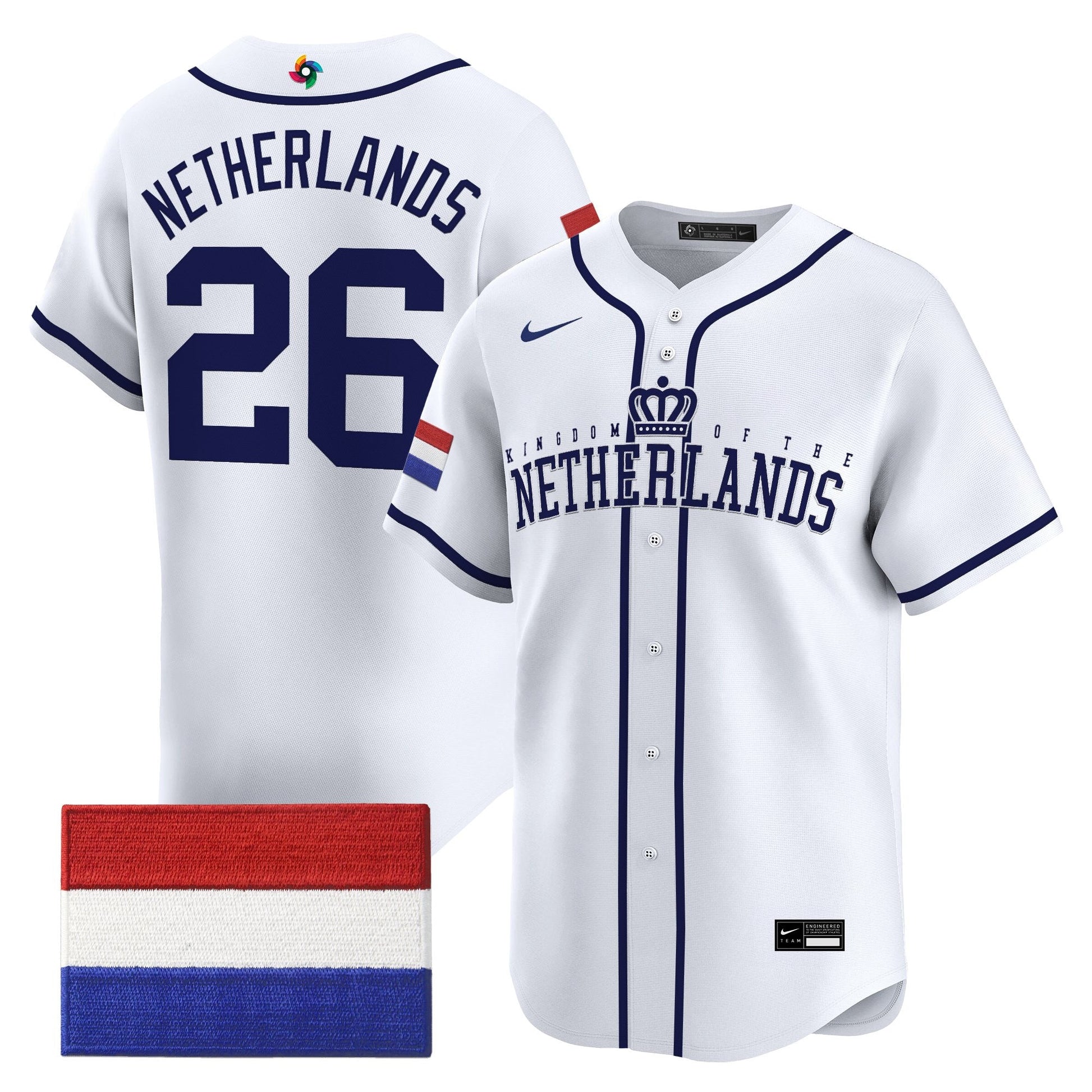 Men's Team Netherlands 2026 World Baseball Classic Vapor Premier Jersey - All Stitched