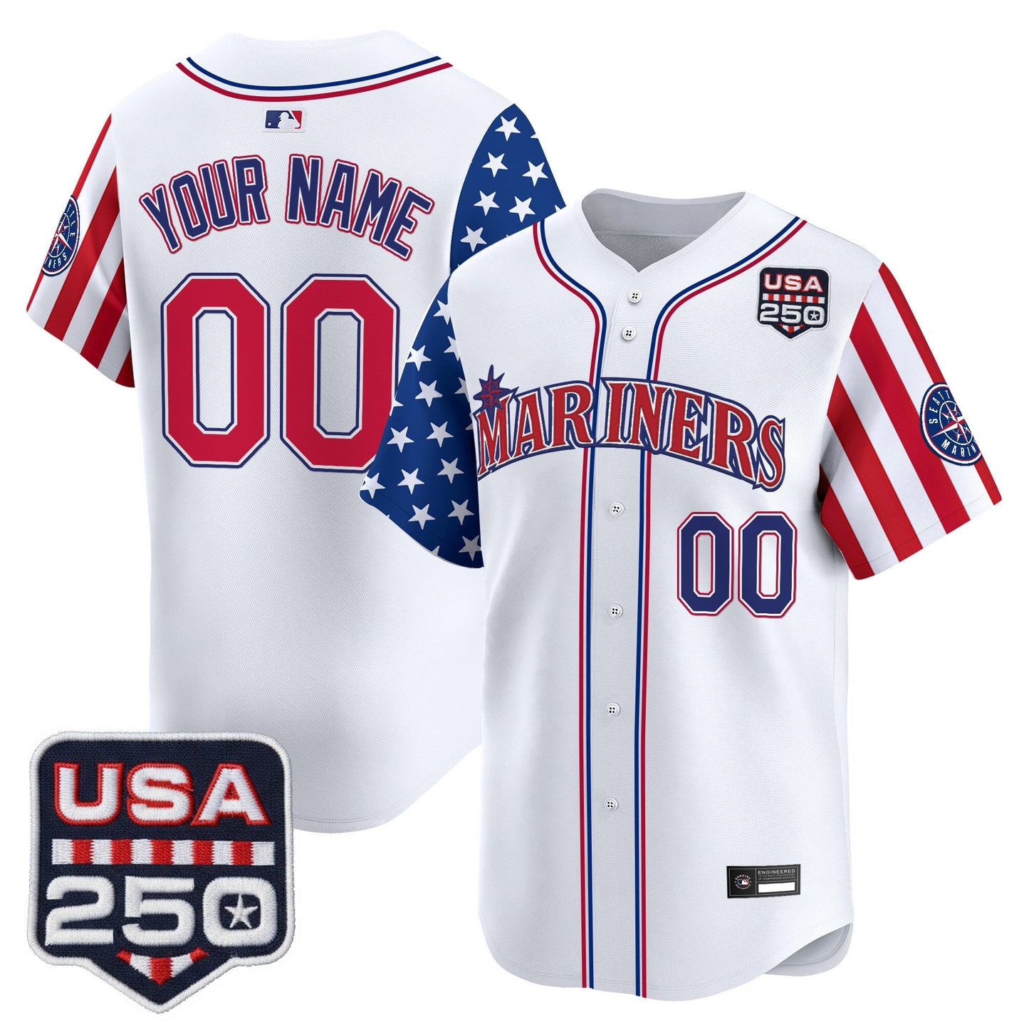 Seattle Mariners "America250 Edition" Vapor Premier Limited Custom Jersey - All Stitched