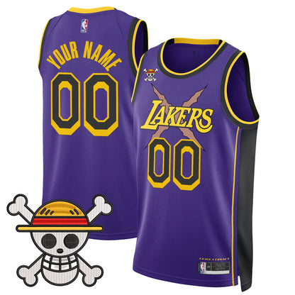 Los Angeles Lakers x One Piece Swingman Custom Jersey - Stitched