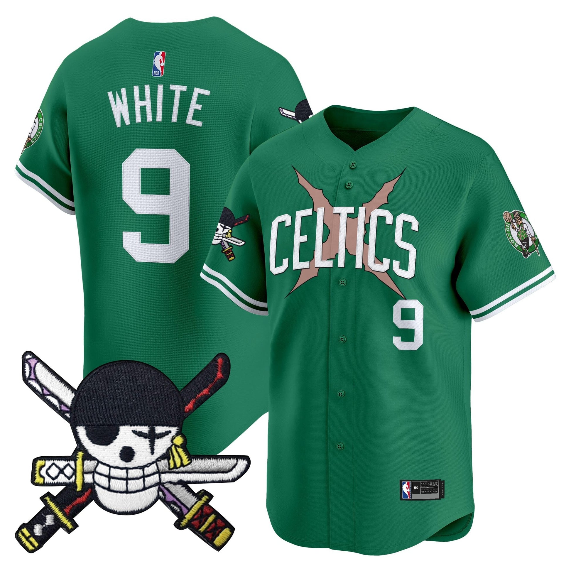 Boston Celtics x  OP Patch Vapor Baseball Jersey - Zoro Edition - Stitched