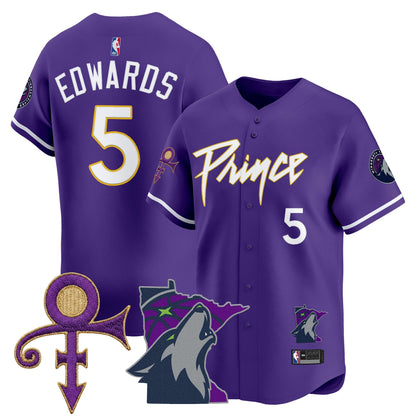 Minnesota Timberwolves Prince Patch Vapor Baseball Jersey - All Stitched