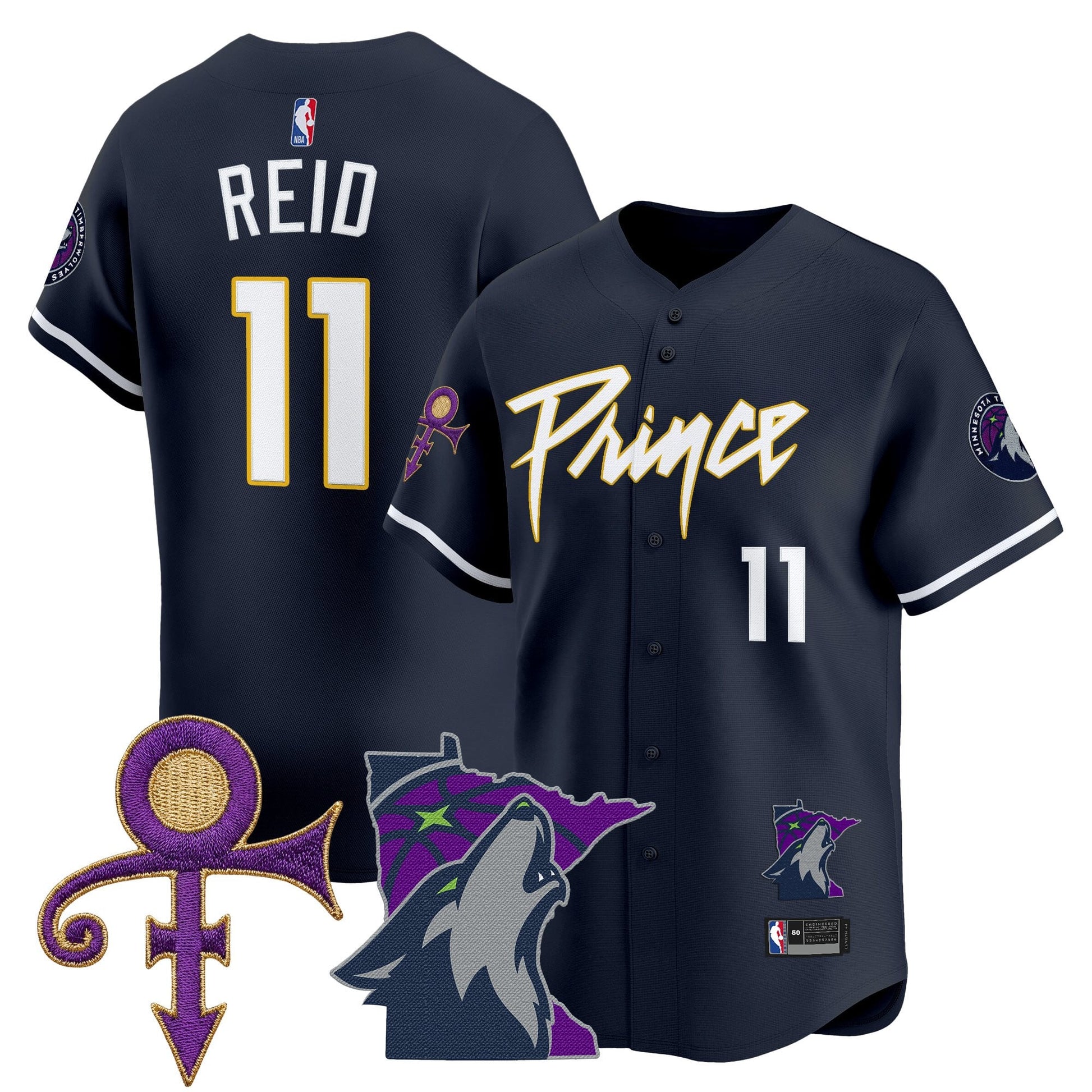 Minnesota Timberwolves Prince Patch Vapor Baseball Jersey - All Stitched