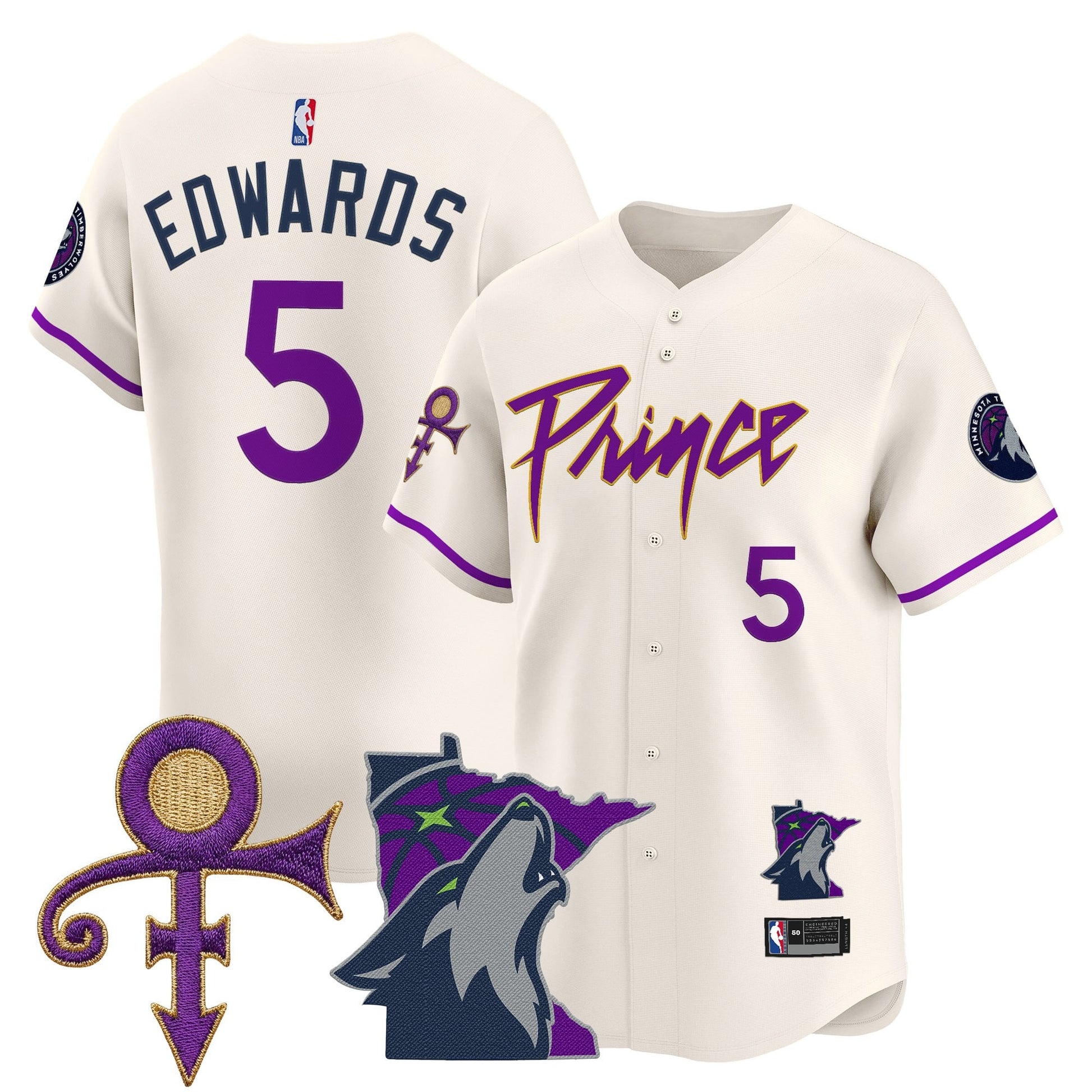 Minnesota Timberwolves Prince Patch Vapor Baseball Jersey - All Stitched