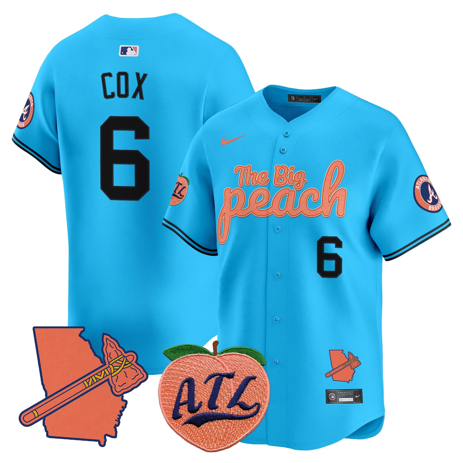  Atlanta Braves The Big Peach Vapor Premier Limited Jersey - All Stitched