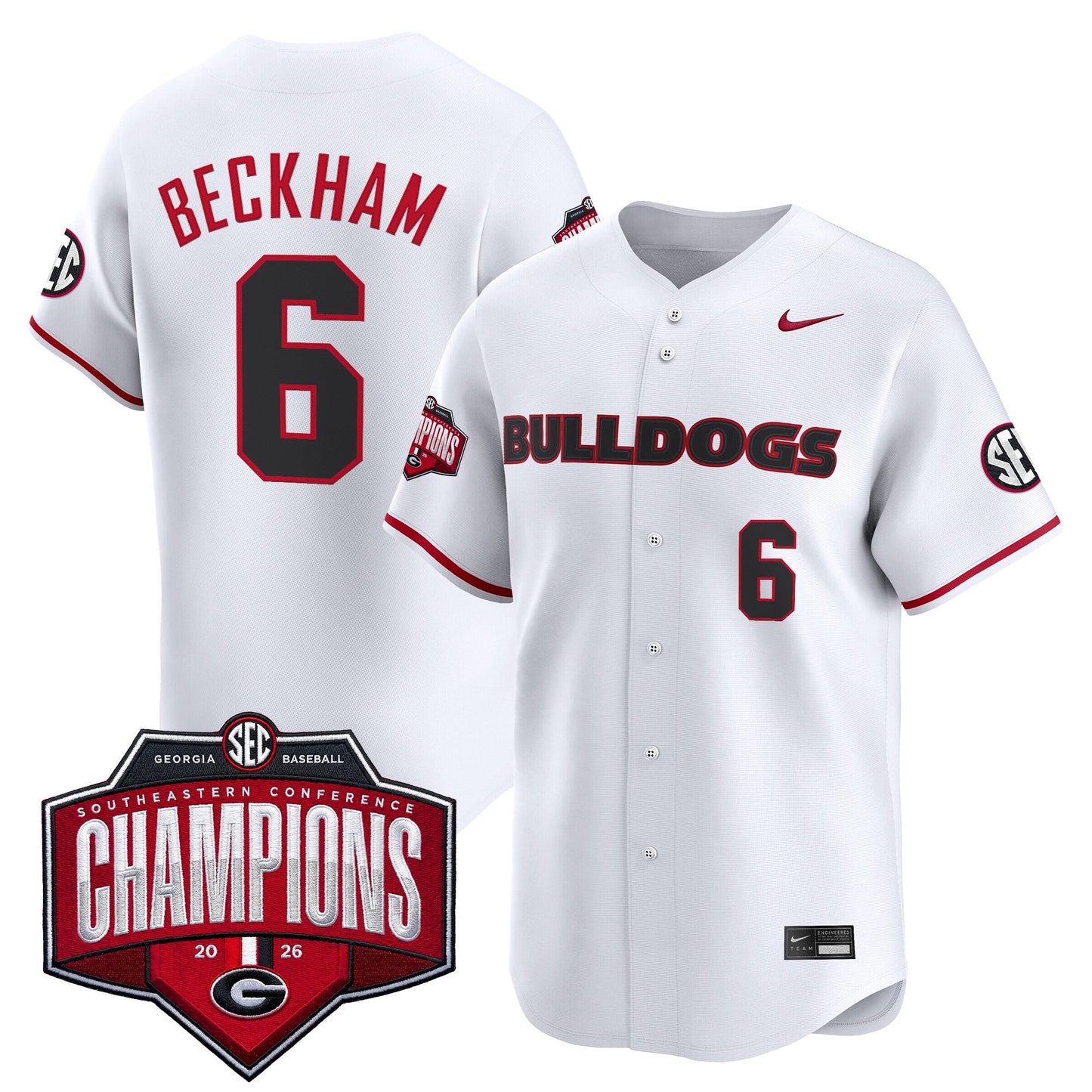 Georgia Bulldogs Baseball Southeastern Confernce Champions 2026 Vapor Premier Limited Jersey - All Stitched