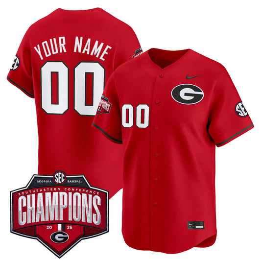 Georgia Bulldogs Baseball Southeastern Confernce Champions 2026 Vapor Premier Limited Custom Jersey - All Stitched