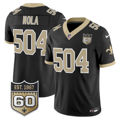 New Orleans Saints 60th Anniversary Patch Vapor Jersey - Gameday Golds Edition - All Stitched