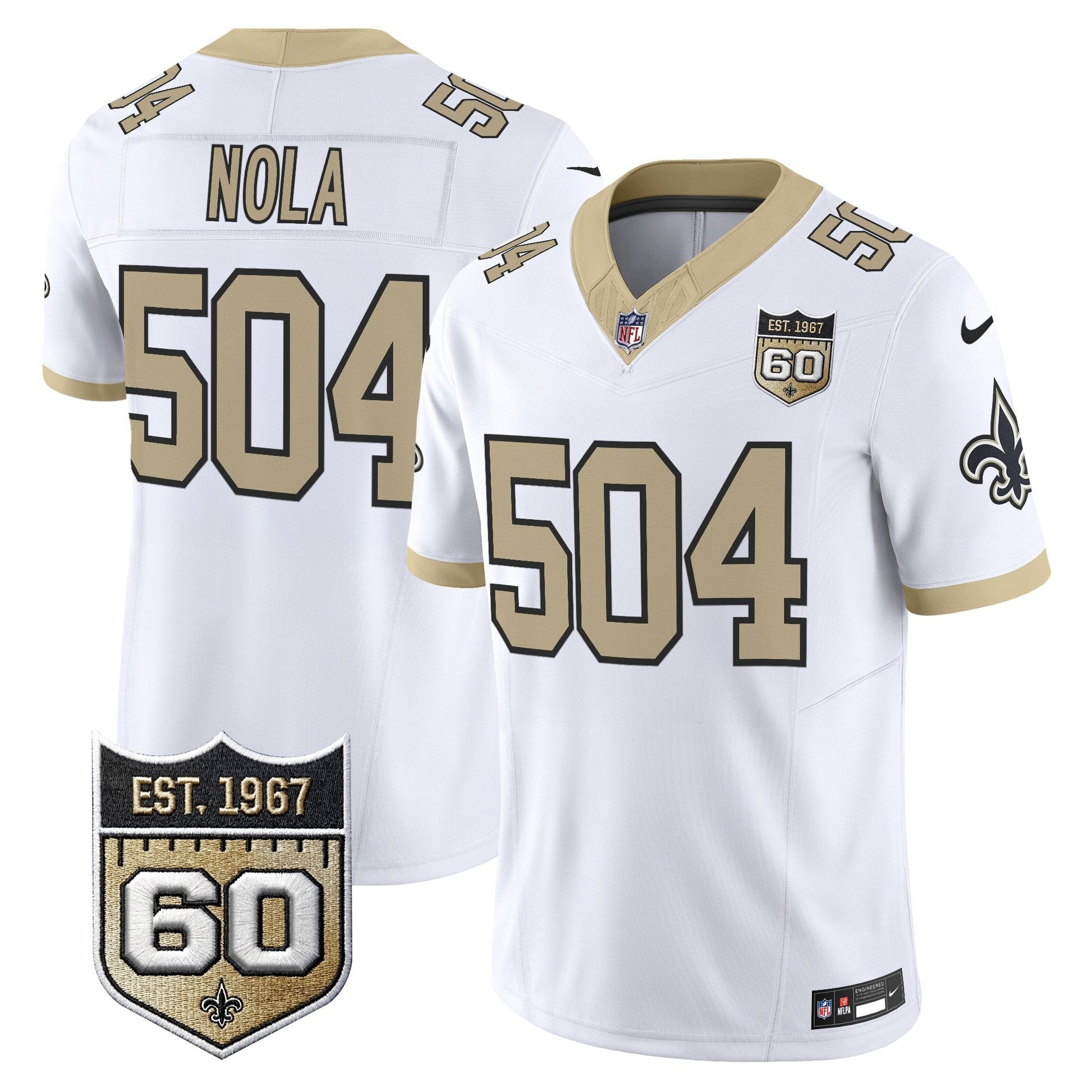 New Orleans Saints 60th Anniversary Patch Vapor Jersey - Gameday Golds Edition - All Stitched