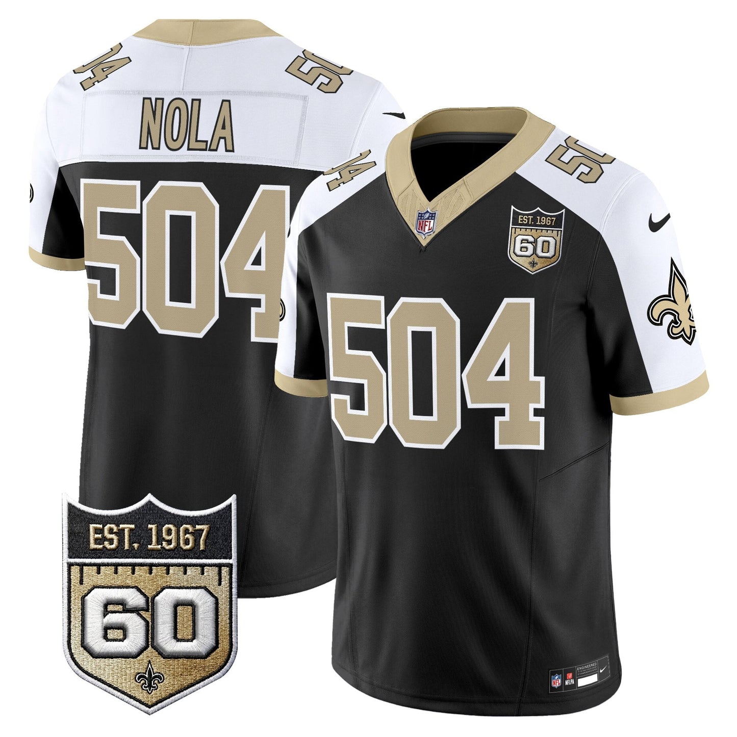 New Orleans Saints 60th Anniversary Patch Vapor Jersey - Gameday Golds Edition - All Stitched