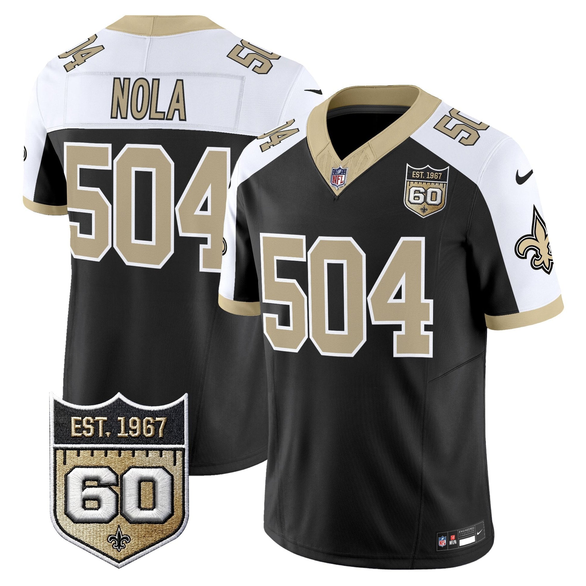 New Orleans Saints 60th Anniversary Patch Vapor Jersey - Gameday Golds Edition - All Stitched