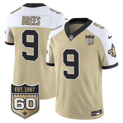 New Orleans Saints 60th Anniversary Patch Vapor Jersey - Gameday Golds Edition - All Stitched