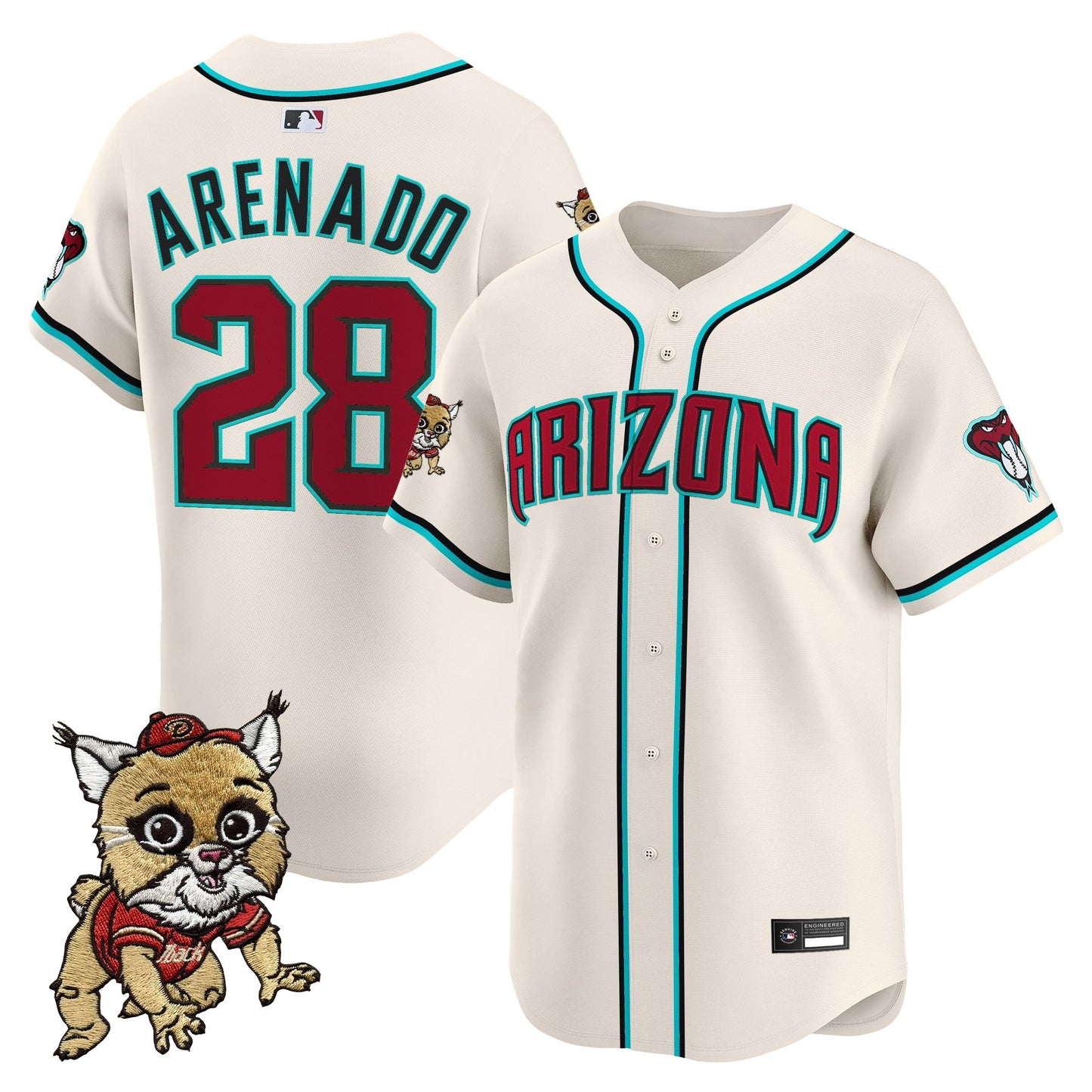 Diamondbacks Baxter The Bobcat Patch Vapor Premier Limited Jersey - All Stitched