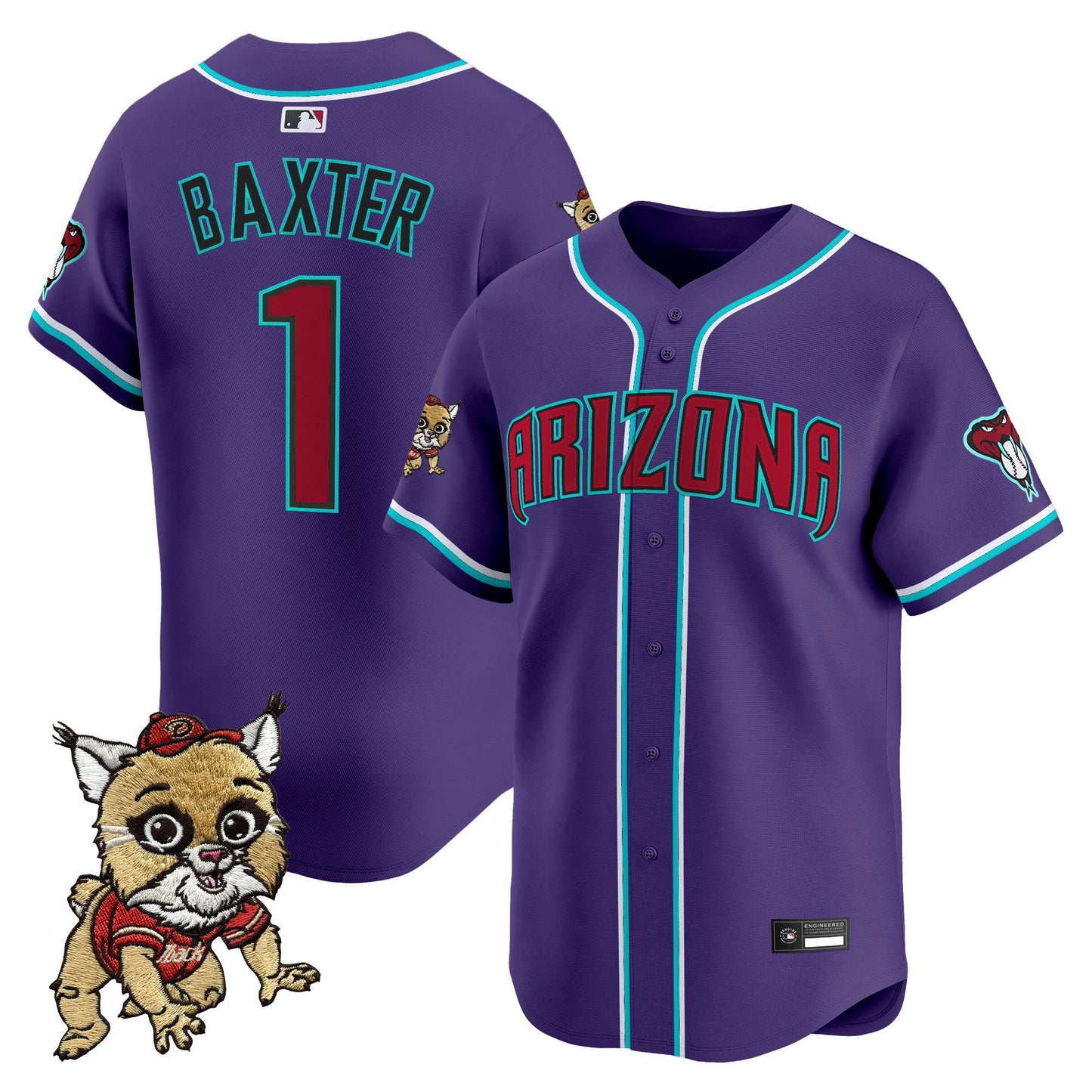 Diamondbacks Baxter The Bobcat Patch Vapor Premier Limited Jersey - All Stitched