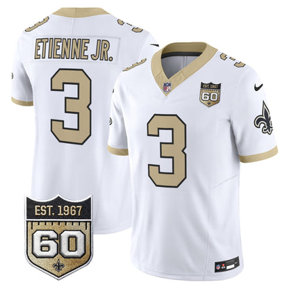 New Orleans Saints 60th Anniversary Patch Vapor Jersey - Gameday Golds Edition - All Stitched