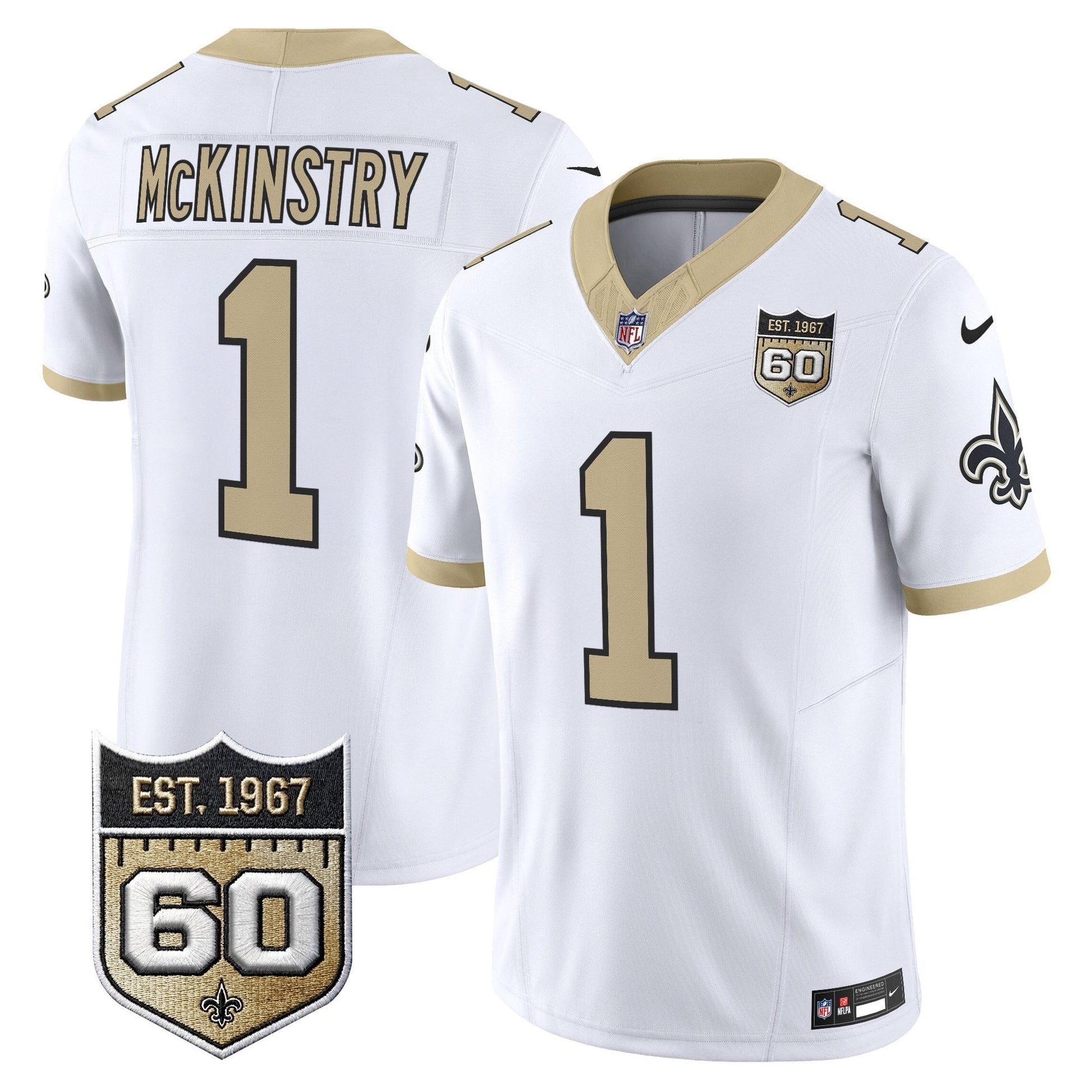 New Orleans Saints 60th Anniversary Patch Vapor Jersey - Gameday Golds Edition - All Stitched