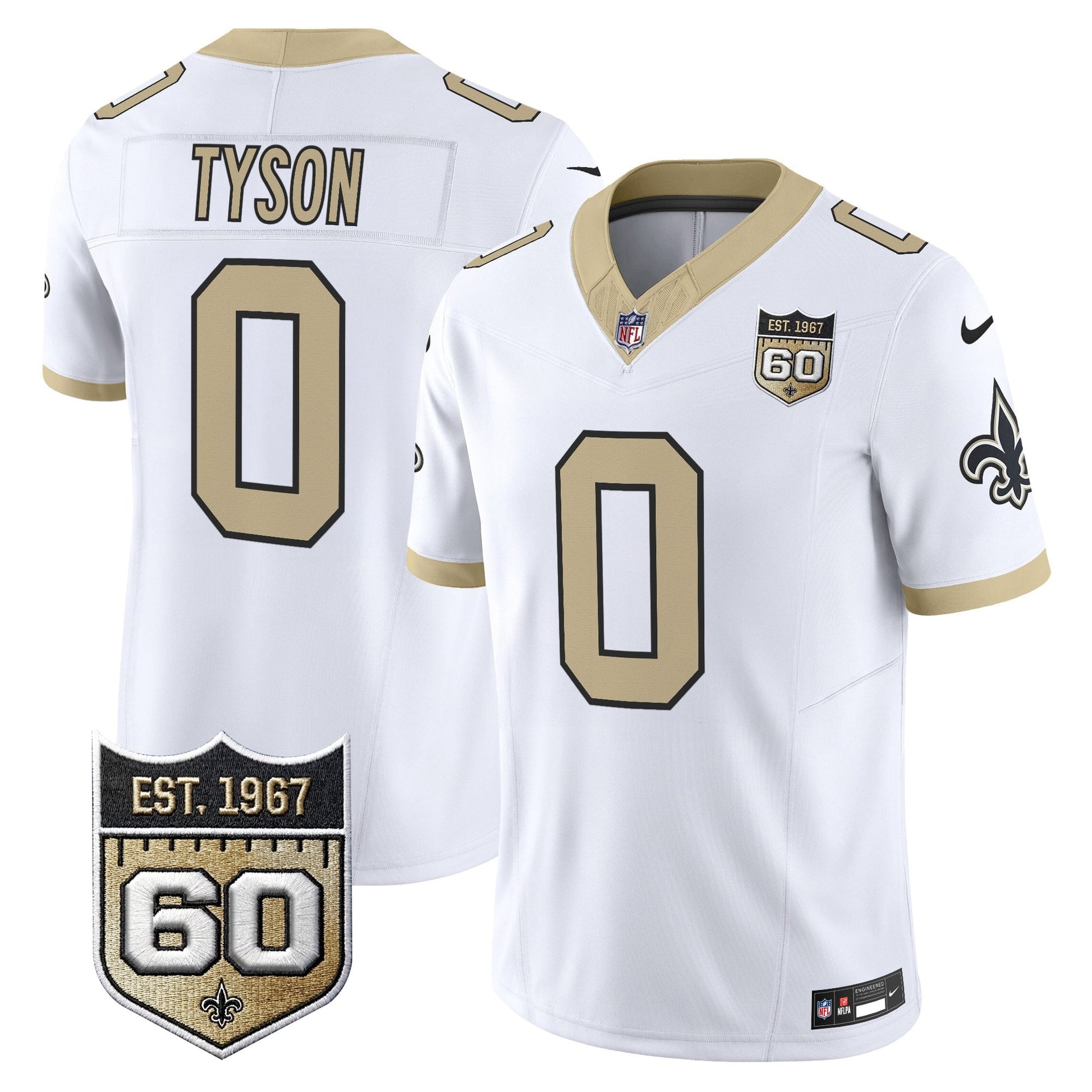 New Orleans Saints 60th Anniversary Patch Vapor Jersey - Gameday Golds Edition - All Stitched