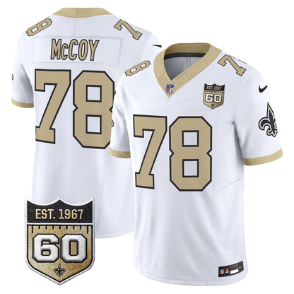 New Orleans Saints 60th Anniversary Patch Vapor Jersey - Gameday Golds Edition - All Stitched
