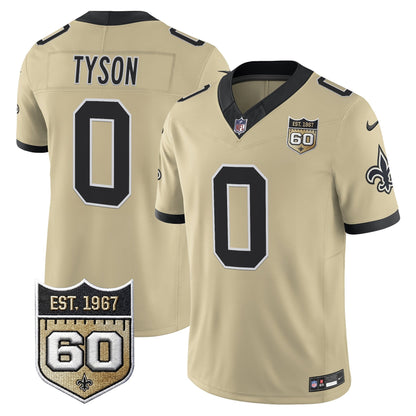 New Orleans Saints 60th Anniversary Patch Vapor Jersey - Gameday Golds Edition - All Stitched