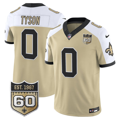 New Orleans Saints 60th Anniversary Patch Vapor Jersey - Gameday Golds Edition - All Stitched