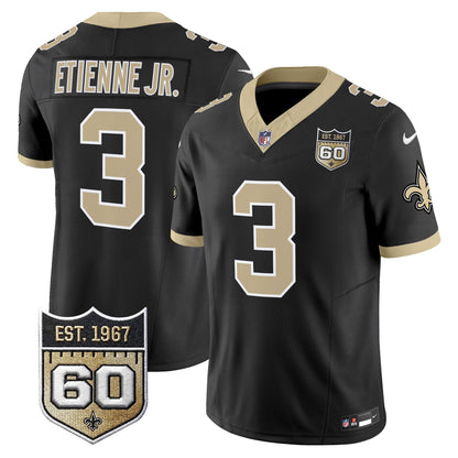 New Orleans Saints 60th Anniversary Patch Vapor Jersey - Gameday Golds Edition - All Stitched