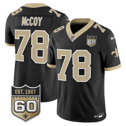 New Orleans Saints 60th Anniversary Patch Vapor Jersey - Gameday Golds Edition - All Stitched