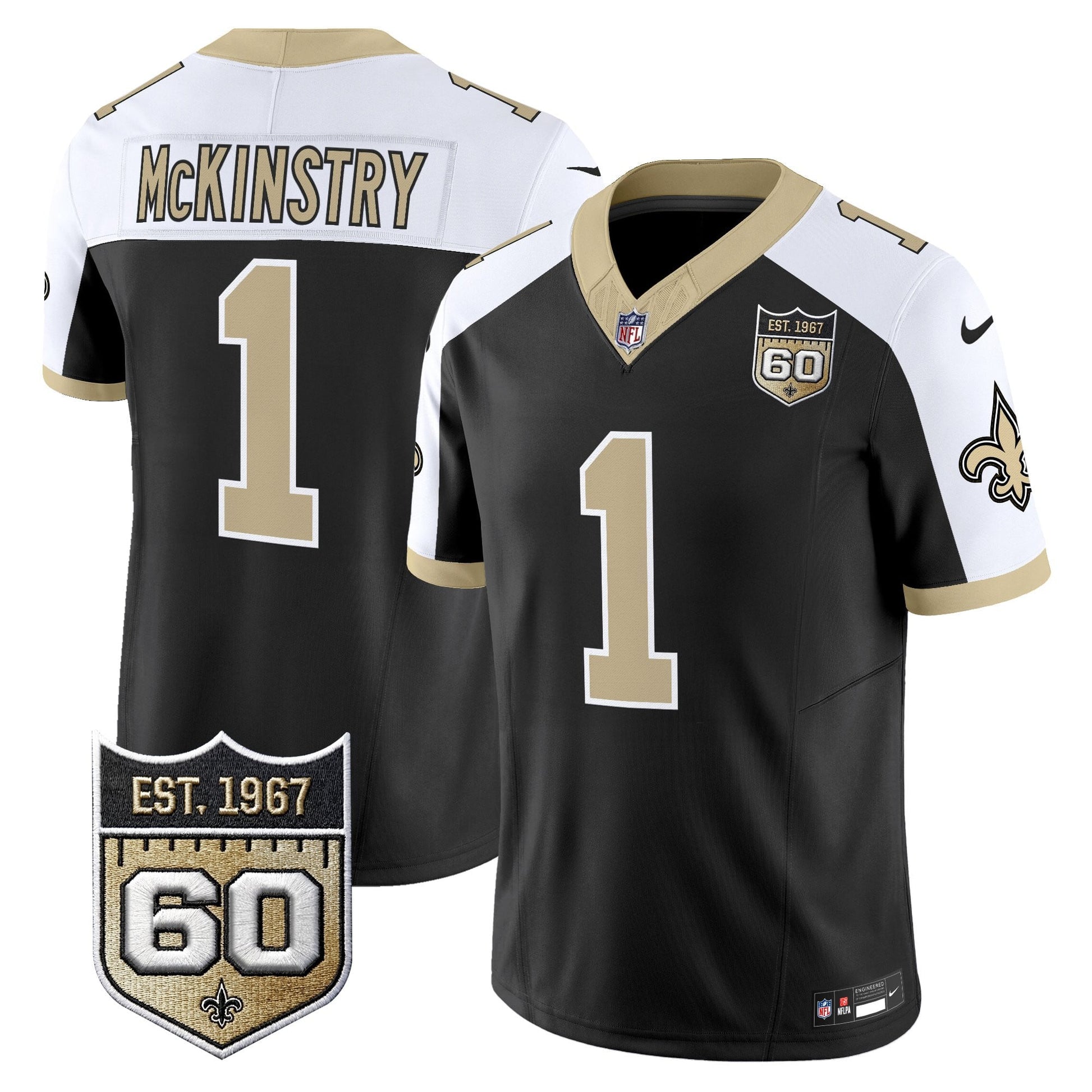 New Orleans Saints 60th Anniversary Patch Vapor Jersey - Gameday Golds Edition - All Stitched