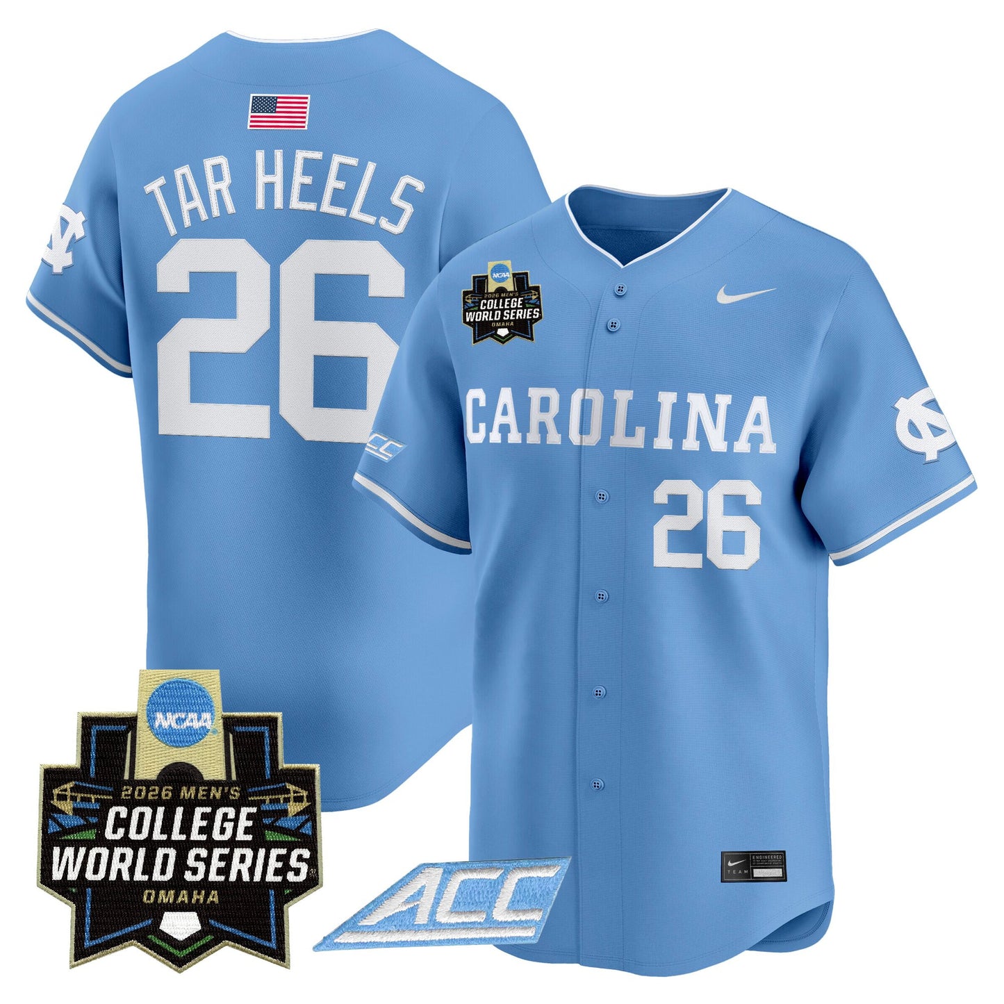 North Carolina Tar Heels 2026 World Series Vapor Premier Limited Jersey - All Stitched