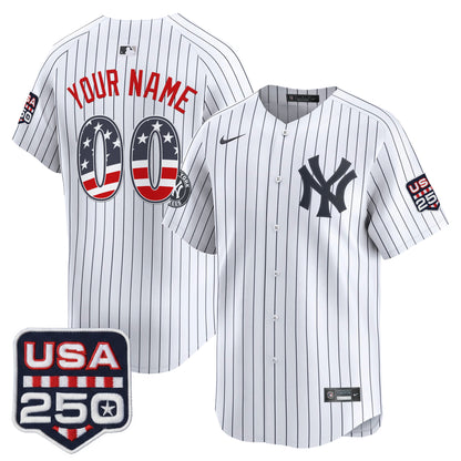 New York Yankees USA 250 Fourth of July Vapor Premier Limited Custom Jersey - All Stitched