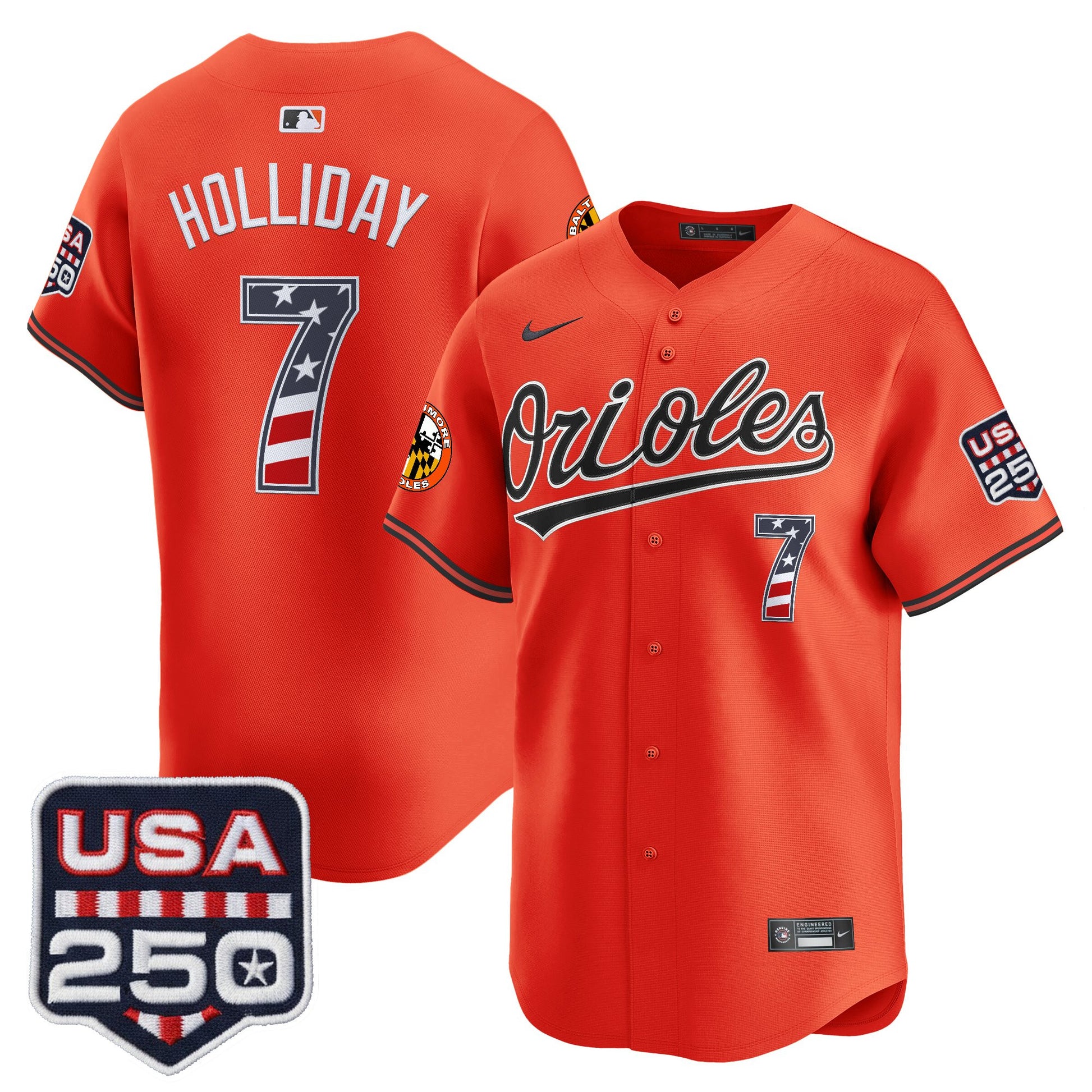 Baltimore Orioles USA 250 Fourth of July Vapor Premier Limited Jersey - All Stitched