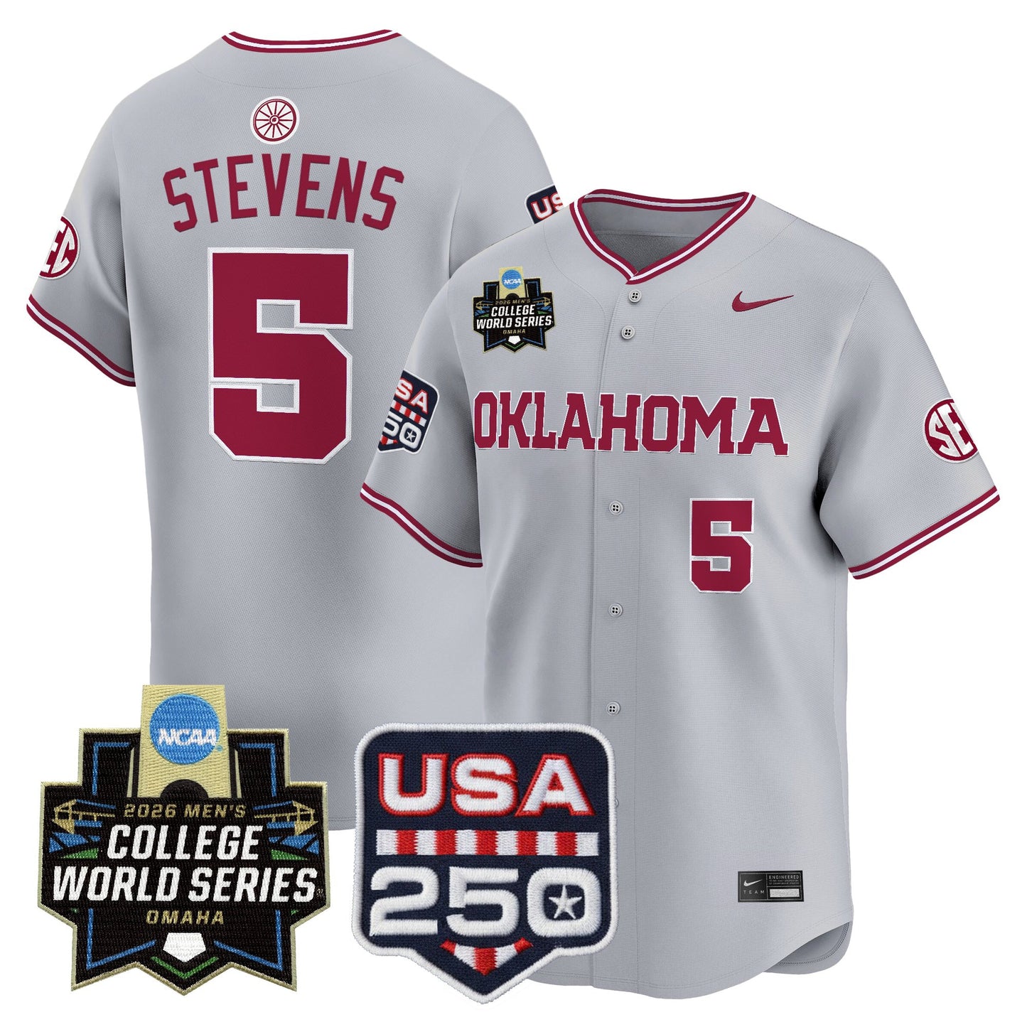 Oklahoma Sooners 2026 World Series Vapor Premier Limited Jersey - 250 America Patch - All Stitched