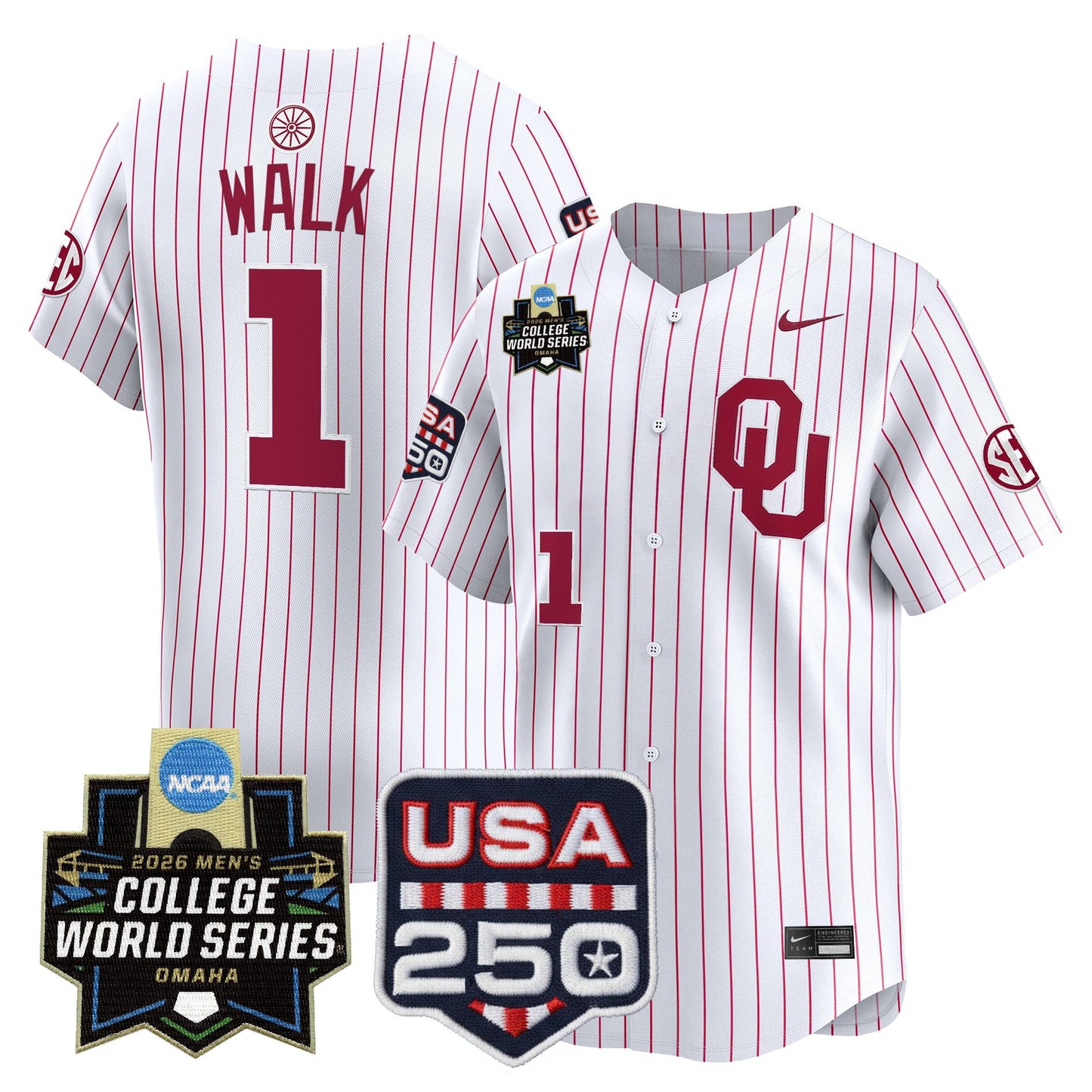 Oklahoma Sooners 2026 World Series Vapor Premier Limited Jersey - 250 America Patch - All Stitched