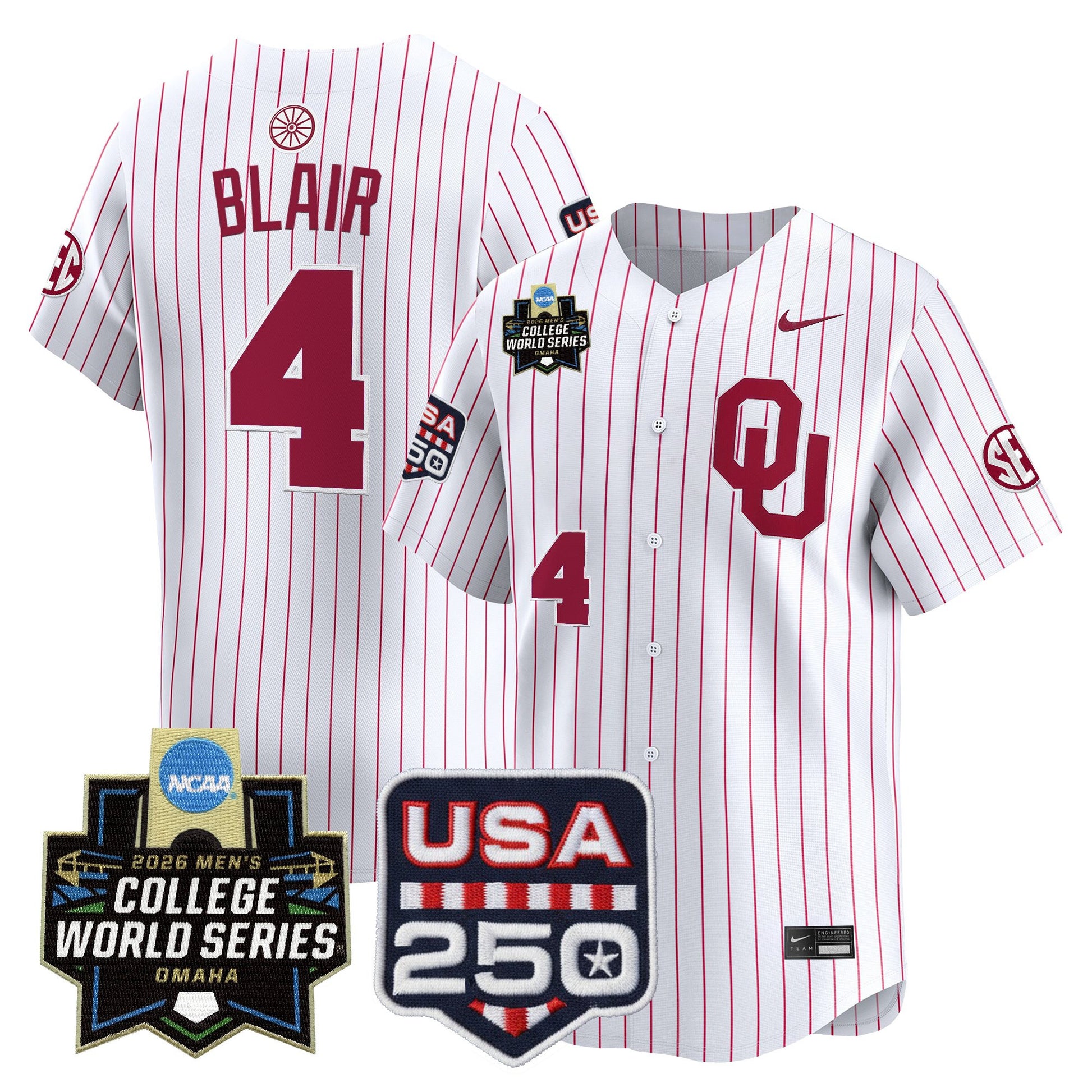 Oklahoma Sooners 2026 World Series Vapor Premier Limited Jersey - 250 America Patch - All Stitched