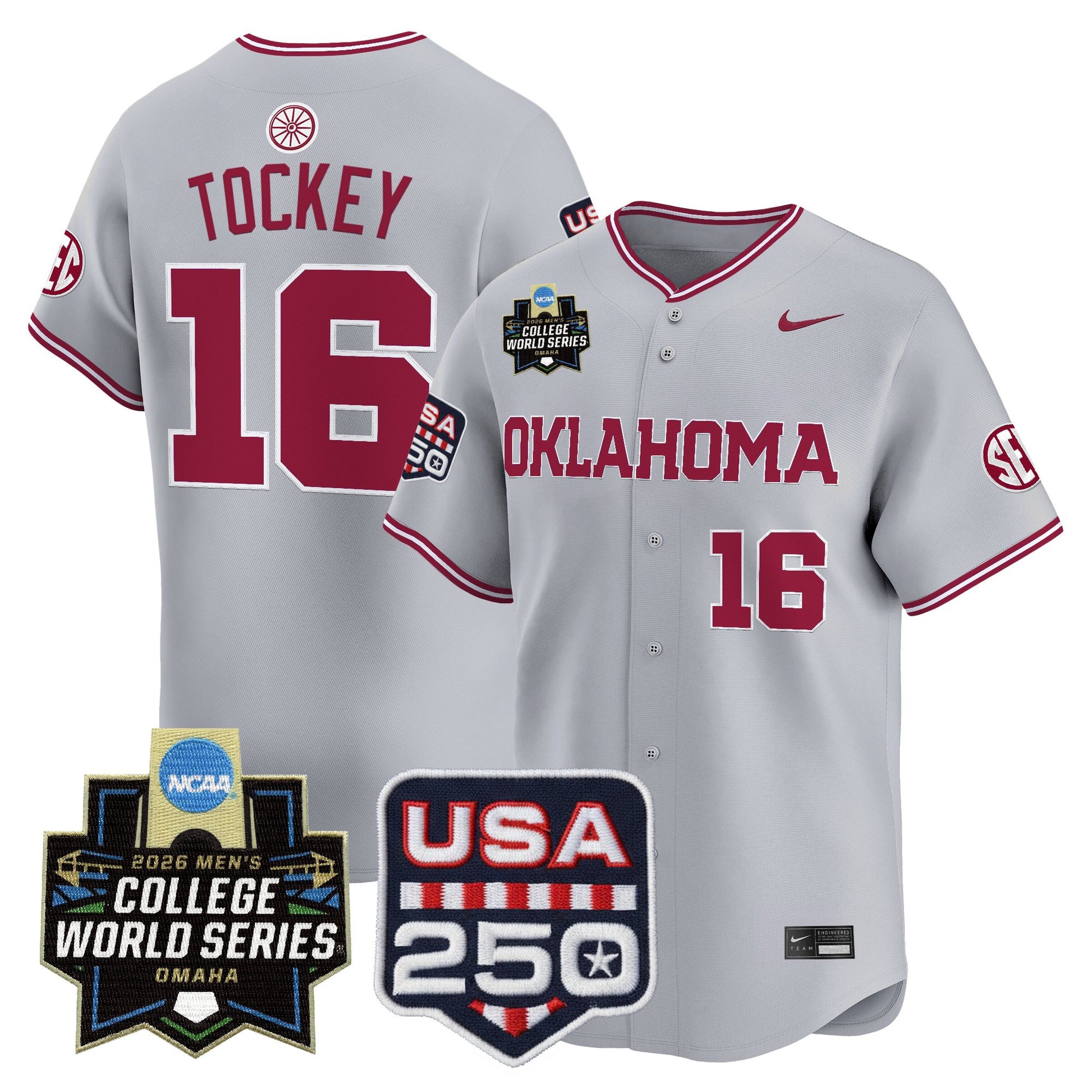 Oklahoma Sooners 2026 World Series Vapor Premier Limited Jersey - 250 America Patch - All Stitched