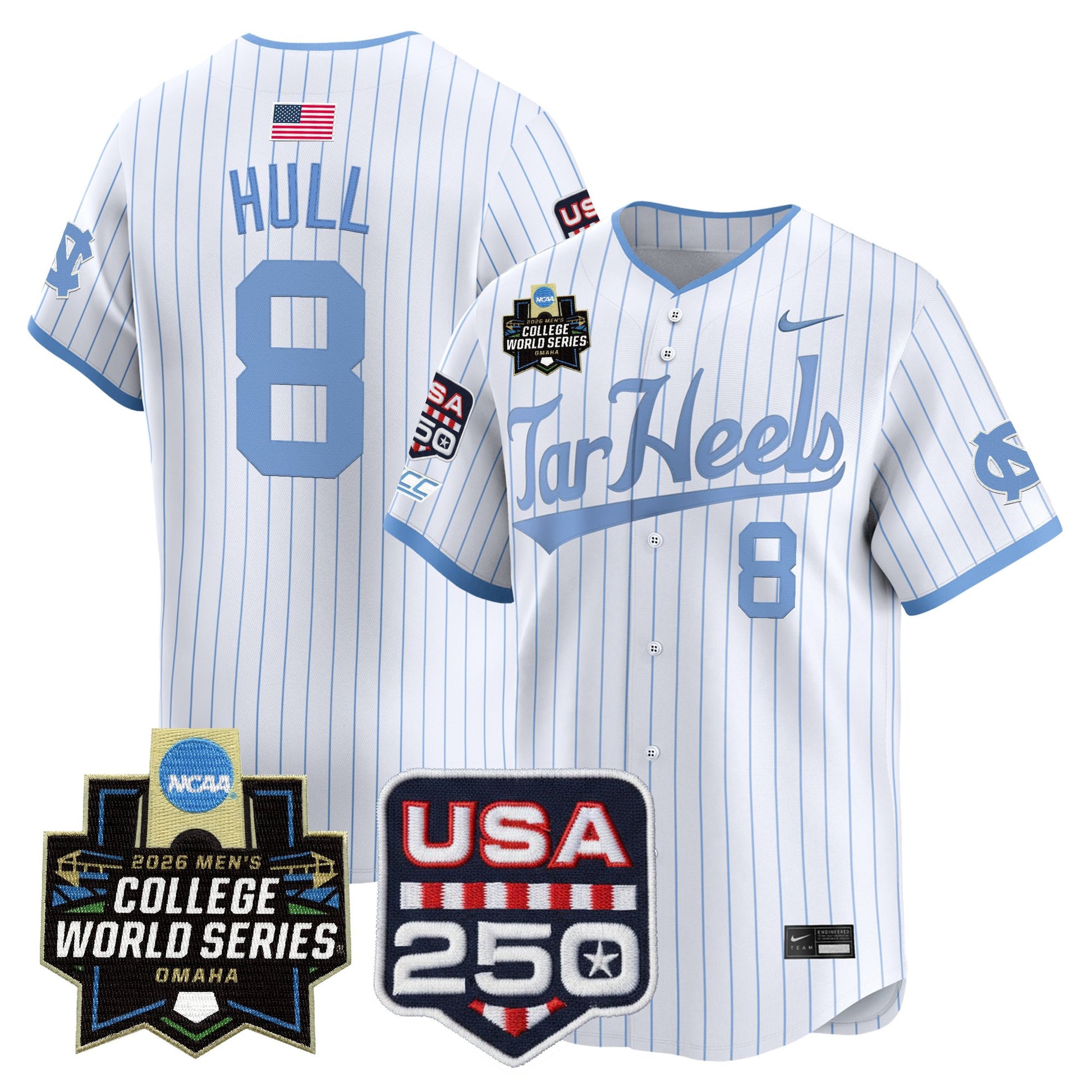 North Carolina Tar Heels 2026 World Series Vapor Premier Limited Jersey - 250 America Patch - All Stitched