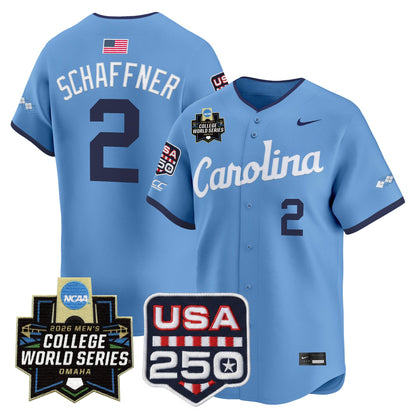 North Carolina Tar Heels 2026 World Series Vapor Premier Limited Jersey - 250 America Patch - All Stitched