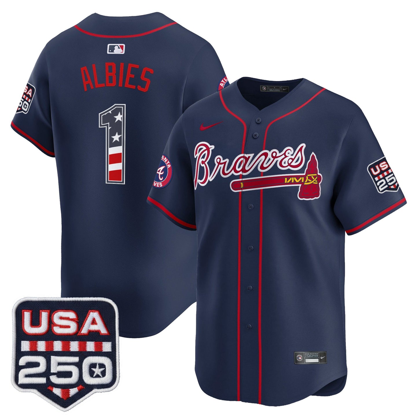 Atlanta Braves USA 250 Fourth of July Vapor Premier Limited Jersey - All Stitched