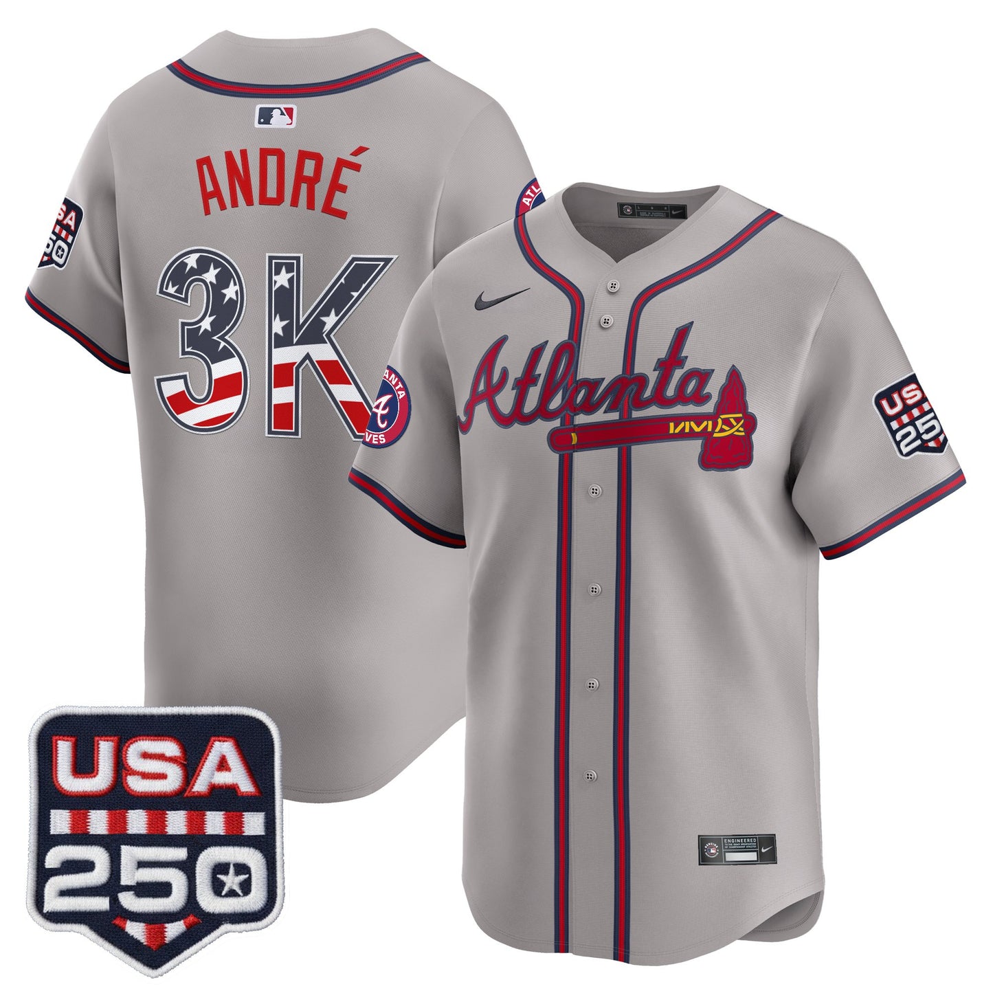 Atlanta Braves USA 250 Fourth of July Vapor Premier Limited Jersey - All Stitched