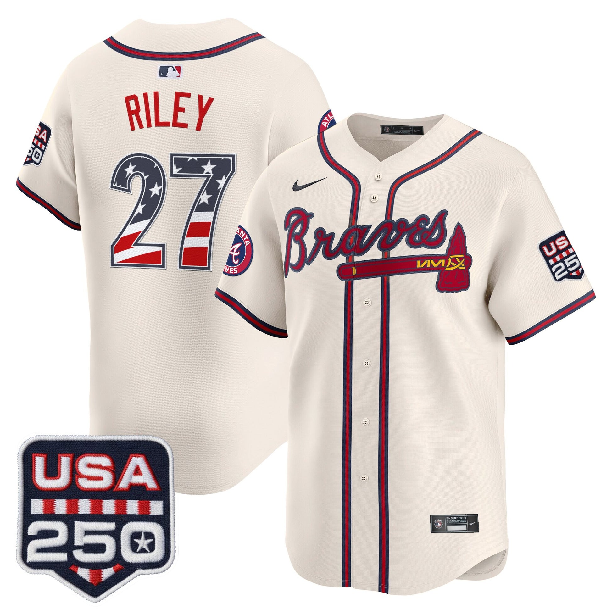 Atlanta Braves USA 250 Fourth of July Vapor Premier Limited Jersey - All Stitched