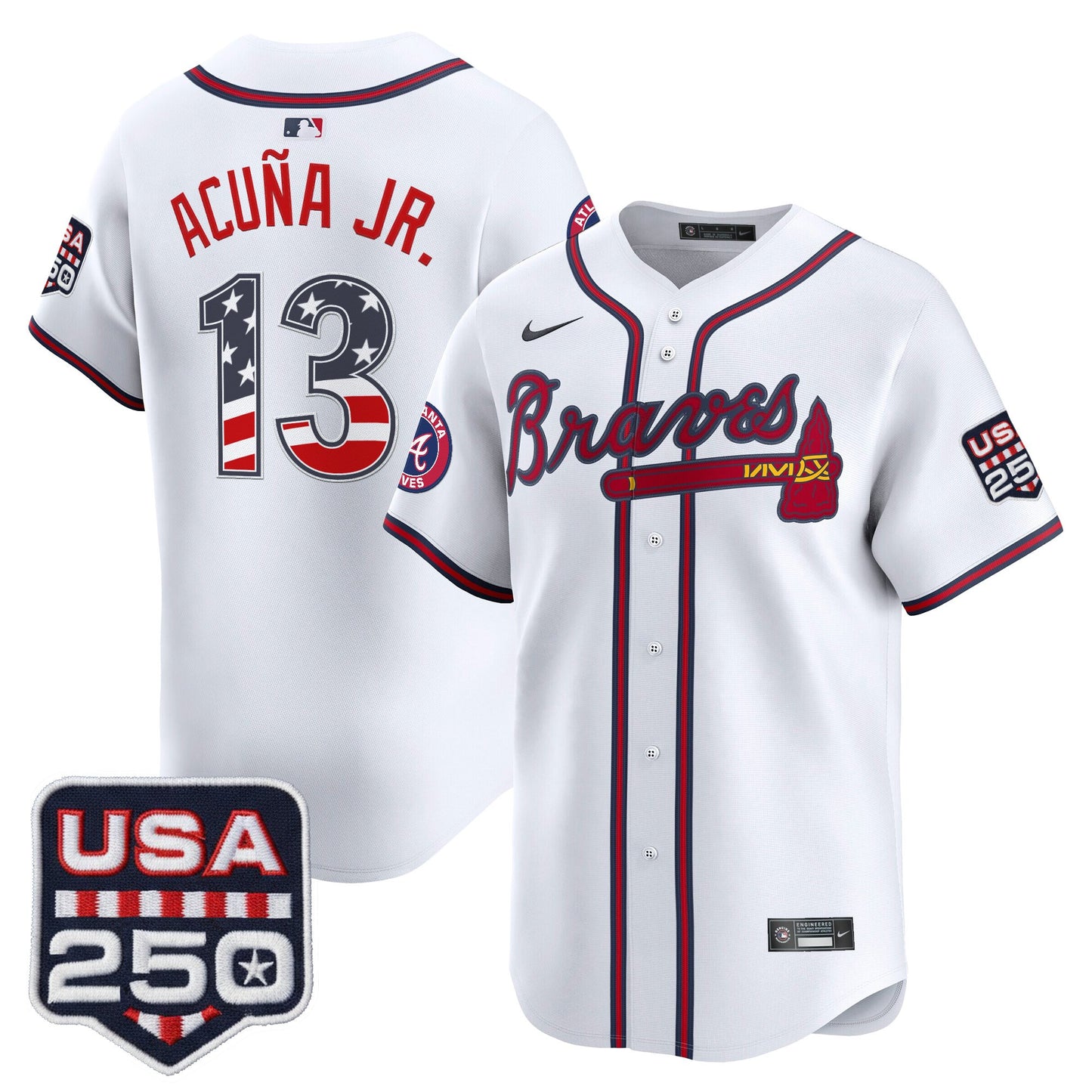 Atlanta Braves USA 250 Fourth of July Vapor Premier Limited Jersey - All Stitched